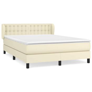 Boxspringbett mit Matratze Creme 140x200 cm Kunstleder