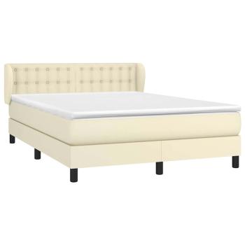 Boxspringbett mit Matratze Creme 140x200 cm Kunstleder