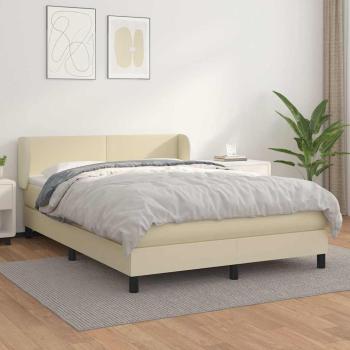 ARDEBO.de - Boxspringbett mit Matratze Creme 140x190 cm Kunstleder