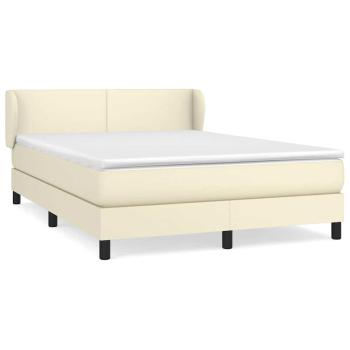 Boxspringbett mit Matratze Creme 140x190 cm Kunstleder