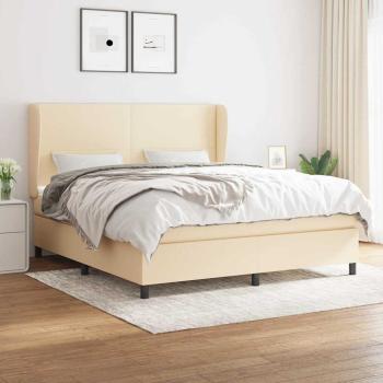 ARDEBO.de - Boxspringbett mit Matratze Creme 180x200 cm Stoff