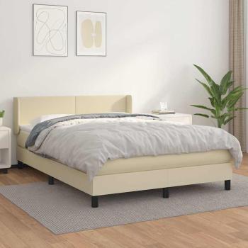 ARDEBO.de - Boxspringbett mit Matratze Creme 140x200 cm Kunstleder
