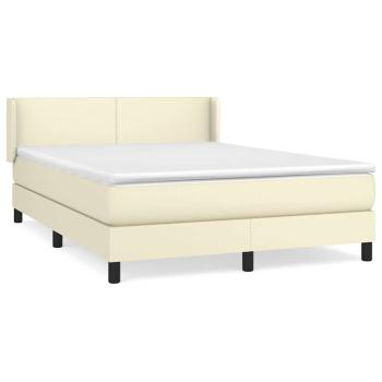 Boxspringbett mit Matratze Creme 140x200 cm Kunstleder