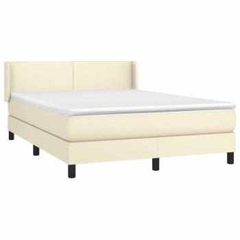 Boxspringbett mit Matratze Creme 140x200 cm Kunstleder