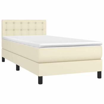 Boxspringbett mit Matratze & LED Creme 90x190 cm Kunstleder