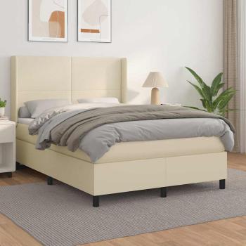 ARDEBO.de - Boxspringbett mit Matratze Creme 140x190 cm Kunstleder