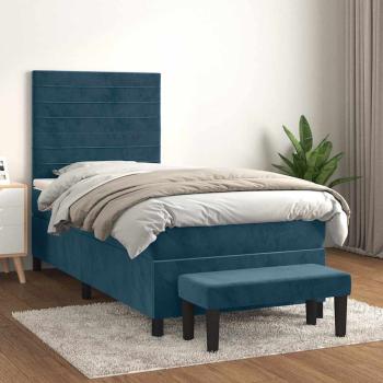 ARDEBO.de - Boxspringbett mit Matratze Dunkelblau 90x200 cm Samt