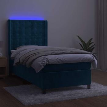 Boxspringbett mit Matratze & LED Dunkelblau 80x200 cm Samt