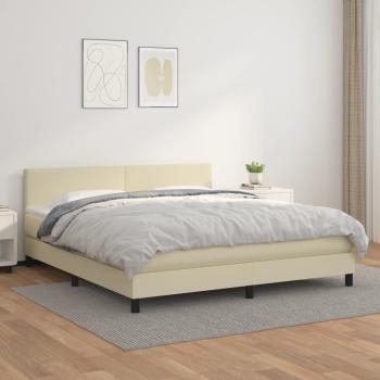 ARDEBO.de - Boxspringbett mit Matratze Creme 160x200 cm Kunstleder