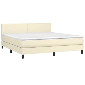 Boxspringbett mit Matratze Creme 160x200 cm Kunstleder
