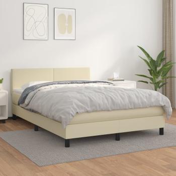 ARDEBO.de - Boxspringbett mit Matratze Creme 140x200 cm Kunstleder