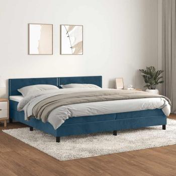 ARDEBO.de - Boxspringbett mit Matratze Dunkelblau 200x200 cm Samt