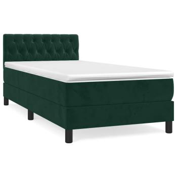 Boxspringbett mit Matratze Dunkelgrün 90x190 cm Samt