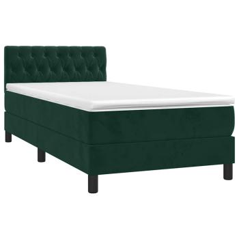 Boxspringbett mit Matratze Dunkelgrün 90x190 cm Samt
