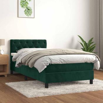 ARDEBO.de - Boxspringbett mit Matratze Dunkelgrün 90x200 cm Samt