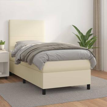 ARDEBO.de - Boxspringbett mit Matratze Creme 80x200 cm Kunstleder