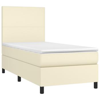 Boxspringbett mit Matratze Creme 80x200 cm Kunstleder