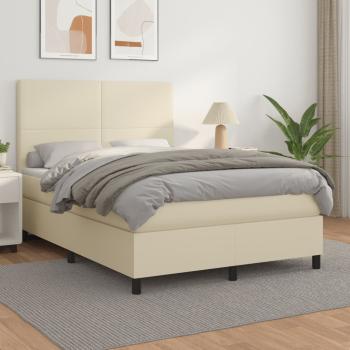 ARDEBO.de - Boxspringbett mit Matratze Creme 140x190 cm Kunstleder