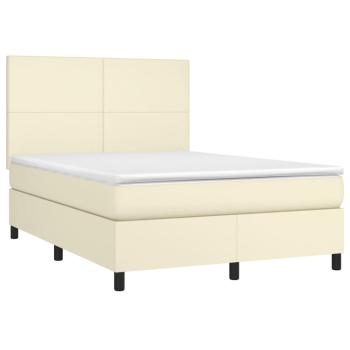 Boxspringbett mit Matratze Creme 140x190 cm Kunstleder