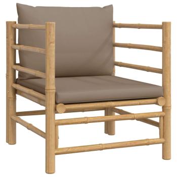 12-tlg. Garten-Lounge-Set mit Kissen Taupe Bambus