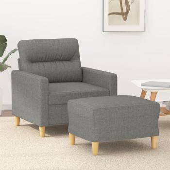 ARDEBO.de - Sessel mit Hocker Dunkelgrau 60 cm Stoff