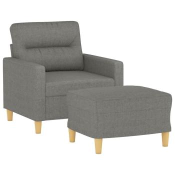 Sessel mit Hocker Dunkelgrau 60 cm Stoff