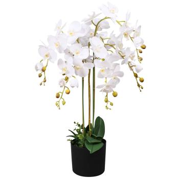 ARDEBO.de - Künstliche Orchidee mit Topf 75 cm Weiß