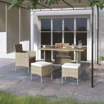 ARDEBO.de - 4-tlg. Gartenstuhl und Hocker Set Poly Rattan Grau