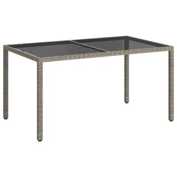 Gartentisch 150x90x75 cm Hartglas und Poly Rattan Grau