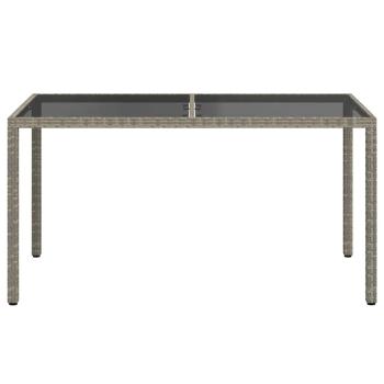 Gartentisch 150x90x75 cm Hartglas und Poly Rattan Grau