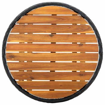 Beistelltisch Schwarz 60 cm Poly Rattan und Massivholz Akazie
