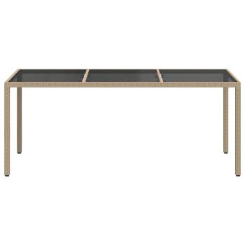 Gartentisch Beige 190x90x75 cm Gehärtetes Glas und Poly Rattan