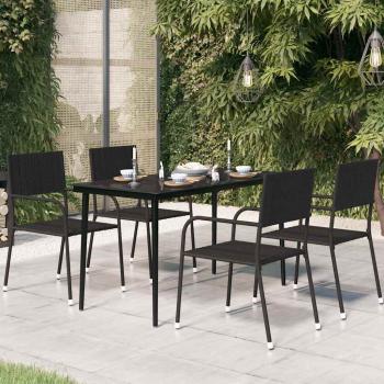 ARDEBO.de - Garten-Esstisch Schwarz 140x70x74 cm Stahl und Glas