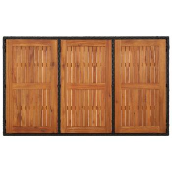 Gartentisch mit Holzplatte Schwarz 150x90x75 cm Poly Rattan