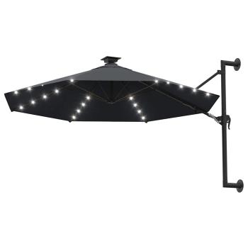Sonnenschirm zur Wandmontage mit LEDs 300 cm Anthrazit
