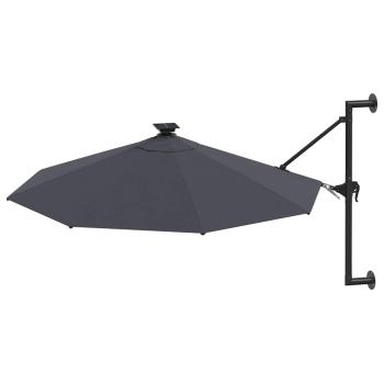 Sonnenschirm zur Wandmontage mit LEDs 300 cm Anthrazit