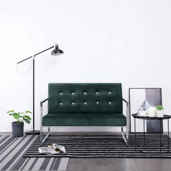 ARDEBO.de - 2-Sitzer-Sofa mit Armlehnen Dunkelgrün Chrom und Samt