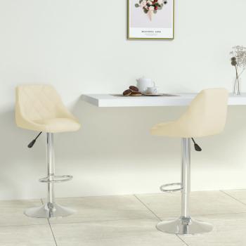 ARDEBO.de - Barhocker 2 Stk. Creme Kunstleder