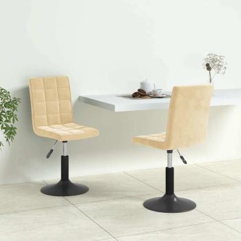 ARDEBO.de - Esszimmerstühle 2 Stk. Drehbar Creme Samt