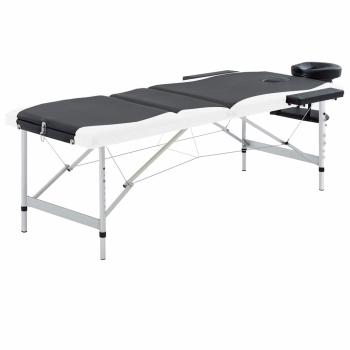 ARDEBO.de - Massageliege Klappbar 3-Zonen Aluminiumgestell Schwarz und Weiß