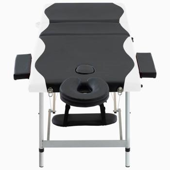 Massageliege Klappbar 3-Zonen Aluminiumgestell Schwarz und Weiß