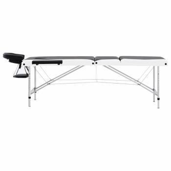 Massageliege Klappbar 3-Zonen Aluminiumgestell Schwarz und Weiß