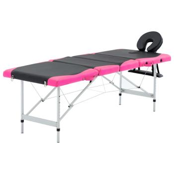 ARDEBO.de - Massageliege Klappbar 4-Zonen Aluminiumgestell Schwarz und Rosa
