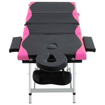 Massageliege Klappbar 4-Zonen Aluminiumgestell Schwarz und Rosa