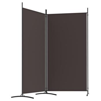 2-tlg. Paravent Braun 175x180 cm Stoff
