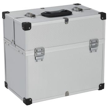 ARDEBO.de - Werkzeugkoffer 38x22,5x34 cm Silbern Aluminum