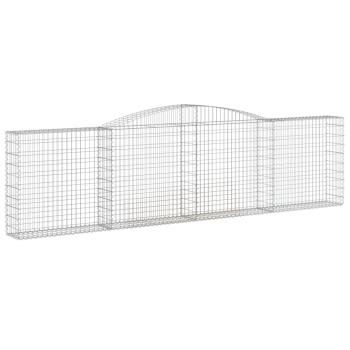 Gabione mit Hochbogen 400x30x100/120 cm Verzinktes Eisen