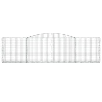 Gabione mit Hochbogen 400x30x100/120 cm Verzinktes Eisen