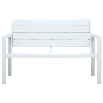 Gartenbank 120 cm HDPE Weiß Holz-Optik