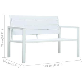 Gartenbank 120 cm HDPE Weiß Holz-Optik